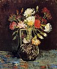 Red Wall Art - Vase with White and Red Carnations